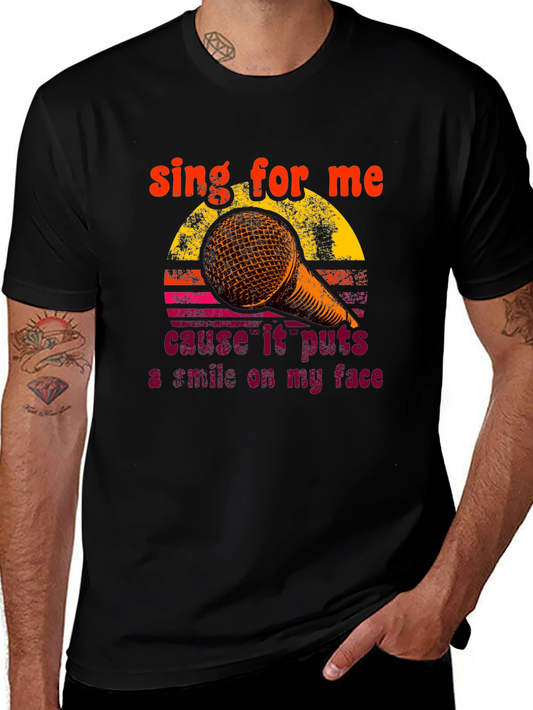 Sing For Me T-Shirt - Retro Microphone Graphic Tee