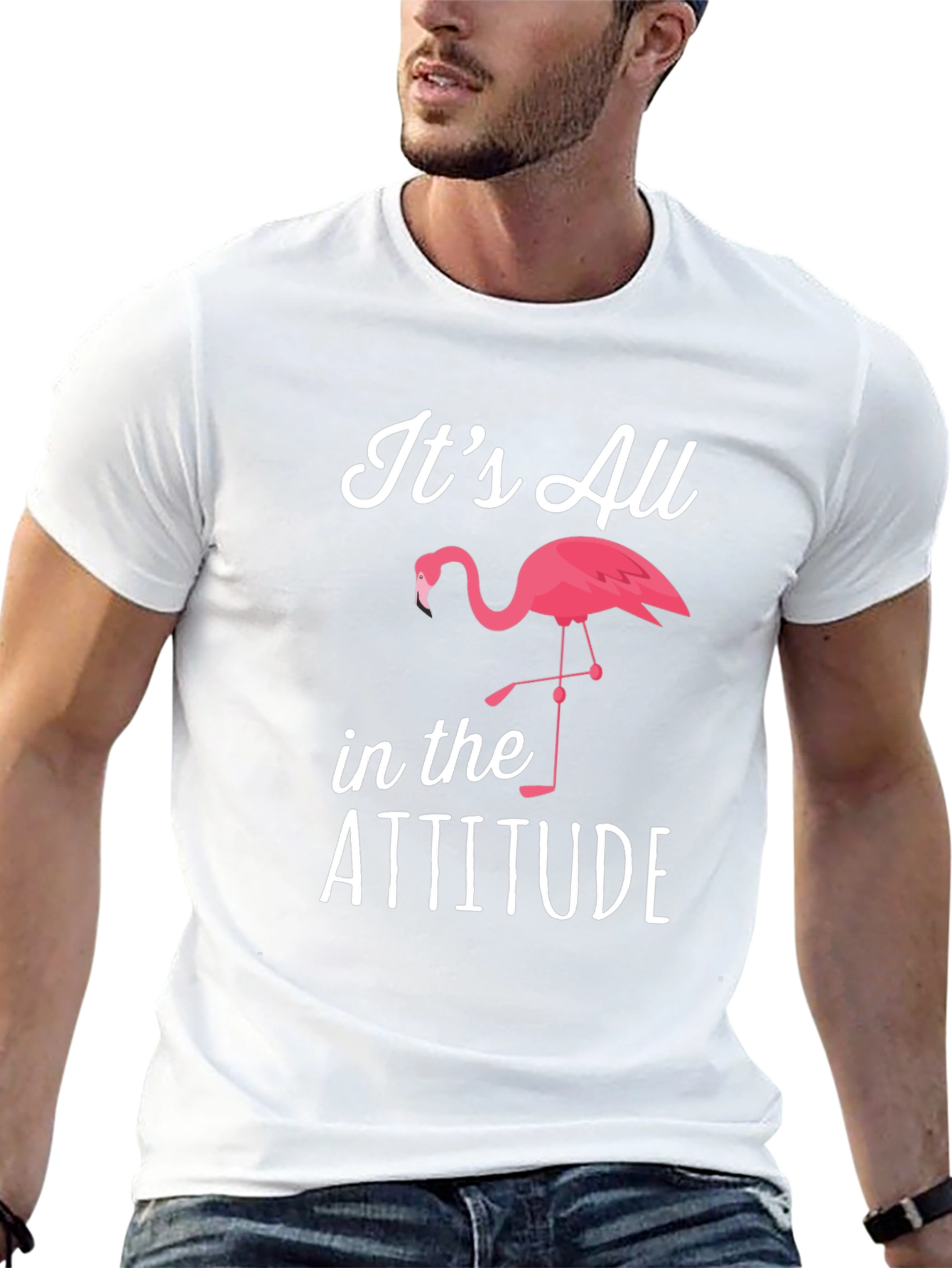 Its All in the Attitude Flamingo Graphic T-Shirt