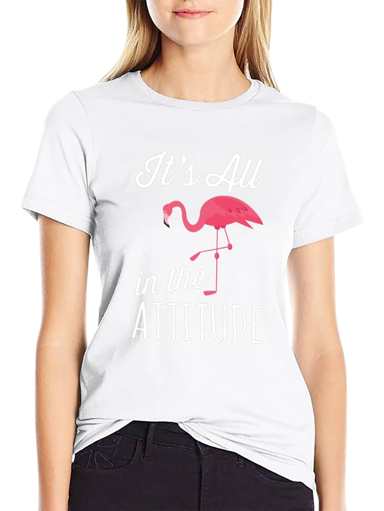 Its All in the Attitude Flamingo Graphic T-Shirt