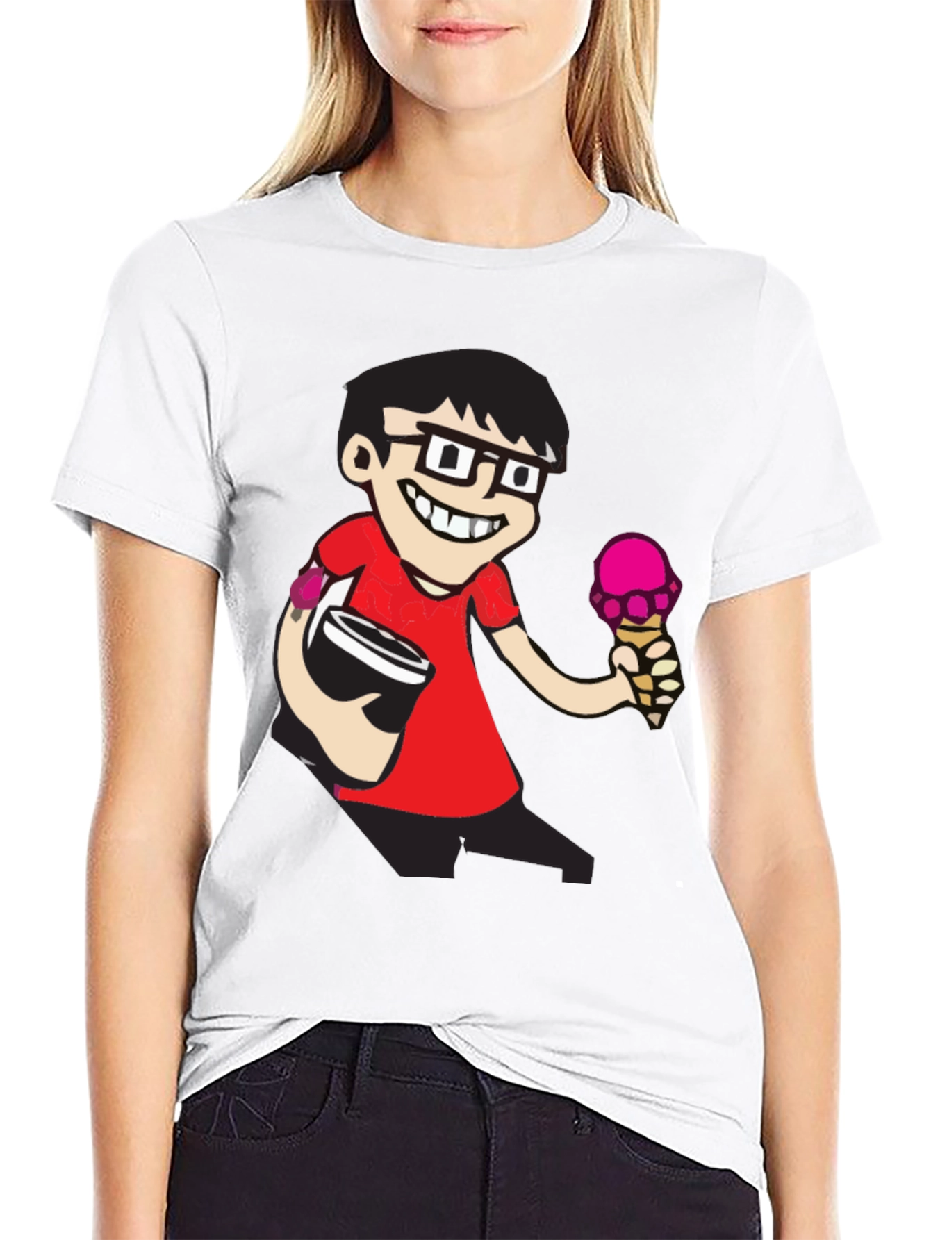 Cartoon Nerd Black T-Shirt