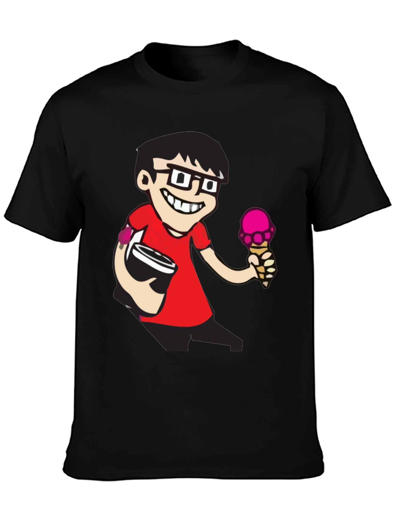 Cartoon Nerd Black T-Shirt