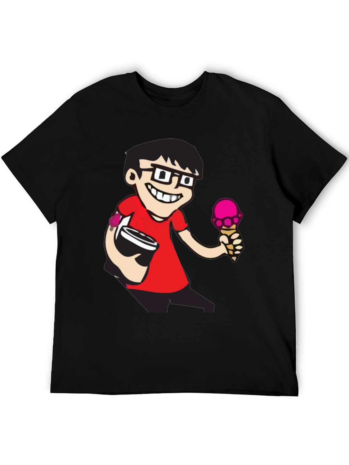 Cartoon Nerd Black T-Shirt