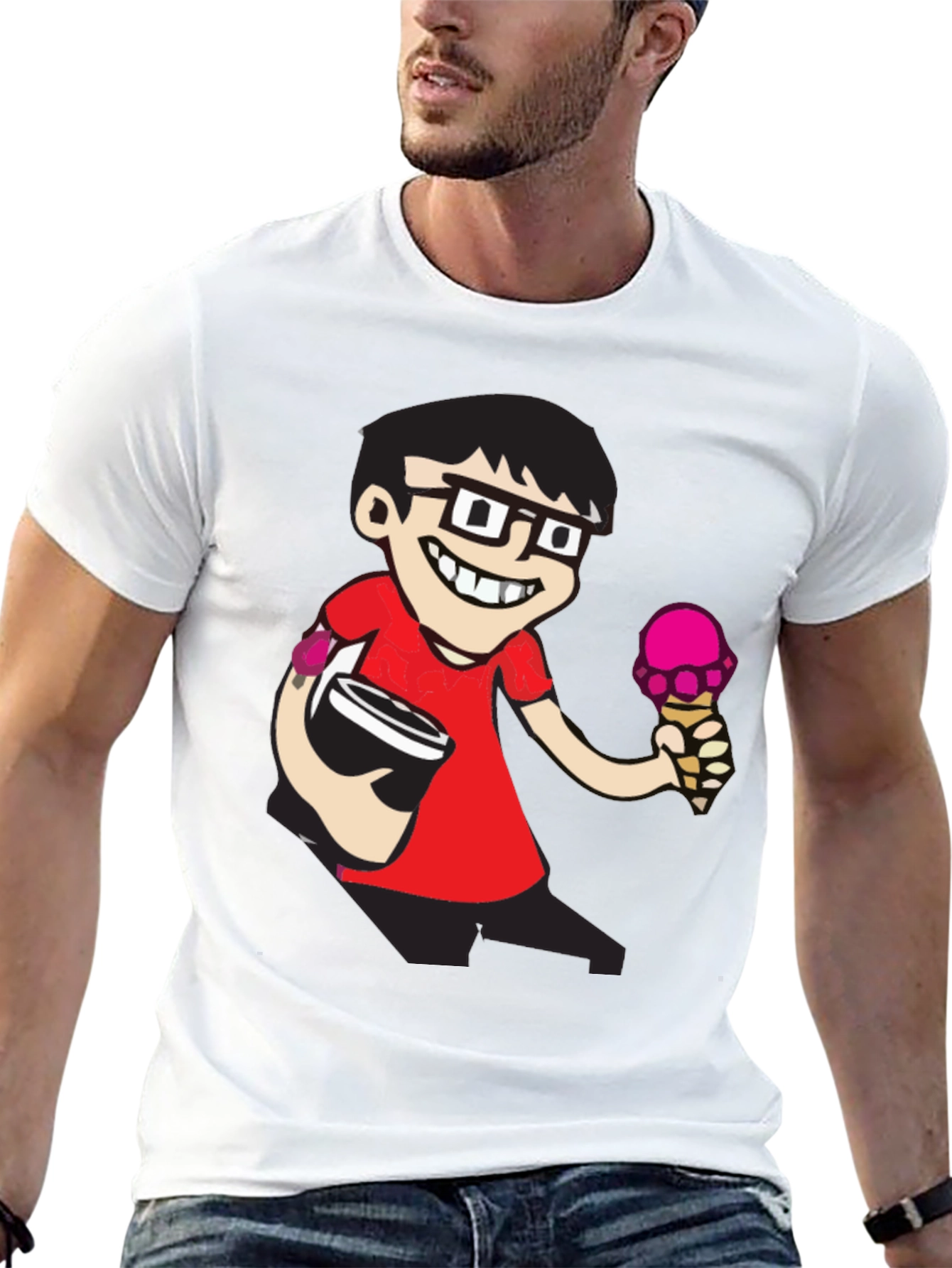 Cartoon Nerd Black T-Shirt