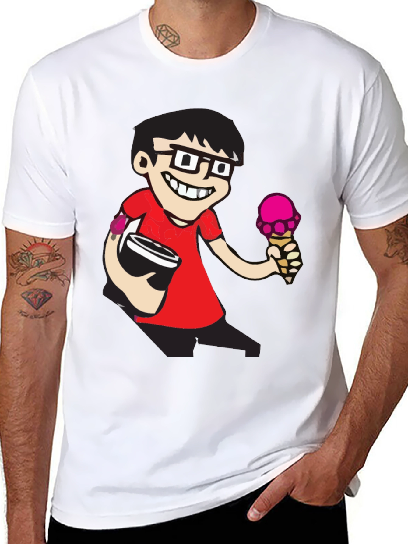 Cartoon Nerd Black T-Shirt