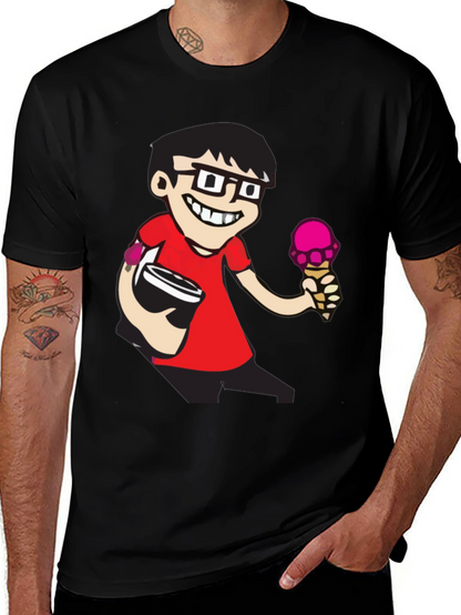 Cartoon Nerd Black T-Shirt