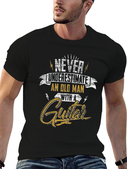 Never Underestimate Old Man Guitar T-Shirt