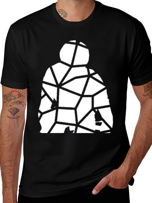 Geometric Abstract Man Graphic Tee - Black