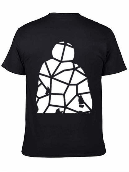 Geometric Abstract Man Graphic Tee - Black
