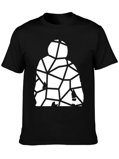 Geometric Abstract Man Graphic Tee - Black