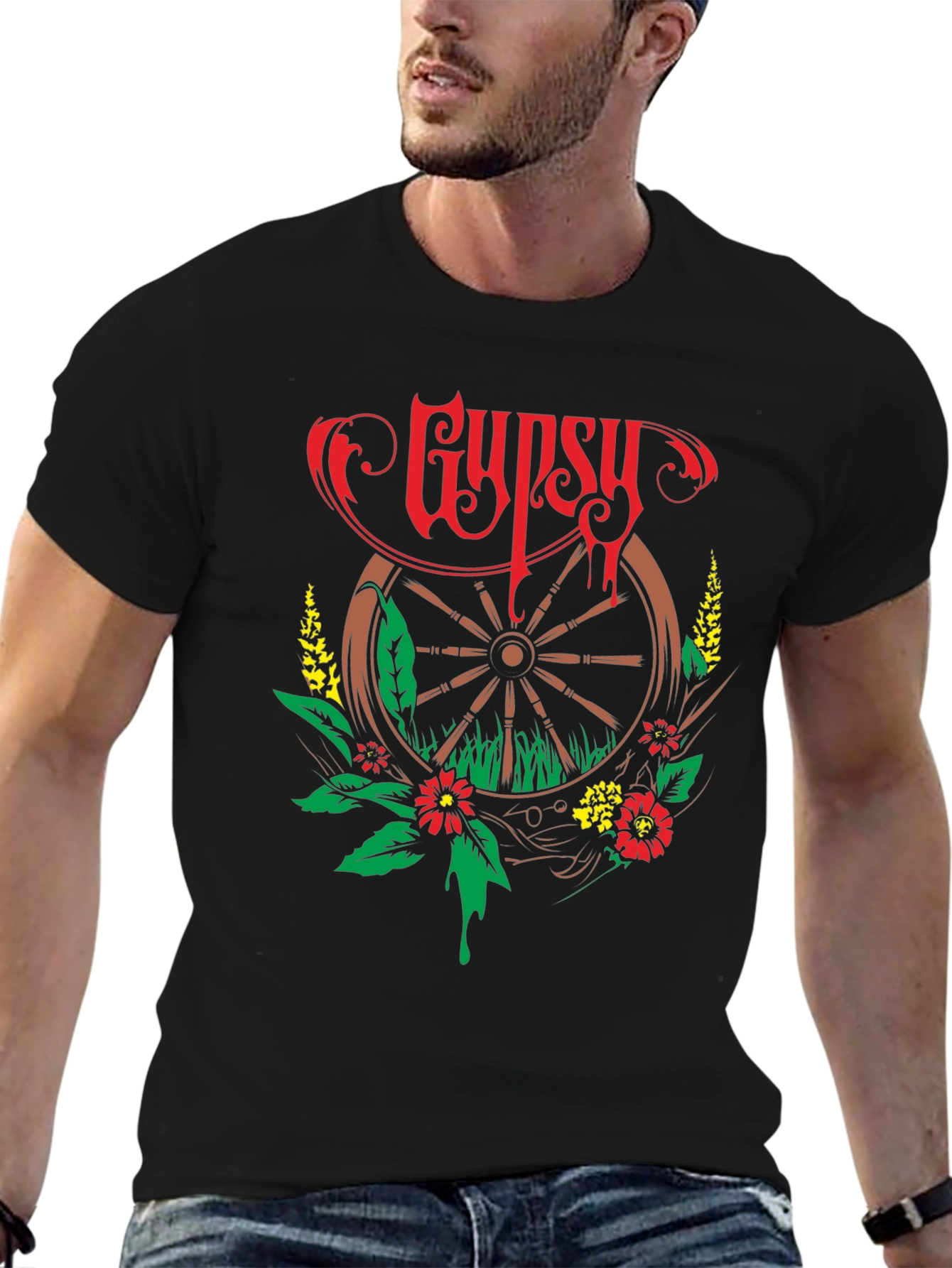 Gypsy Wheel Floral Graphic T-Shirt