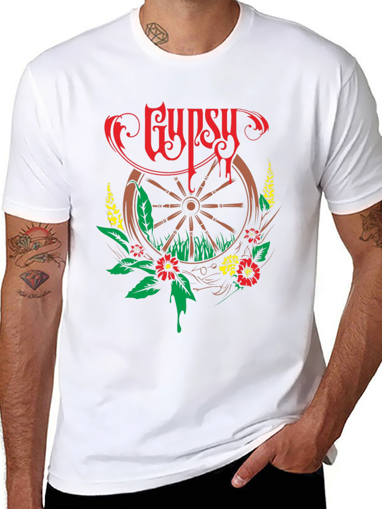 Gypsy Wheel Floral Graphic T-Shirt