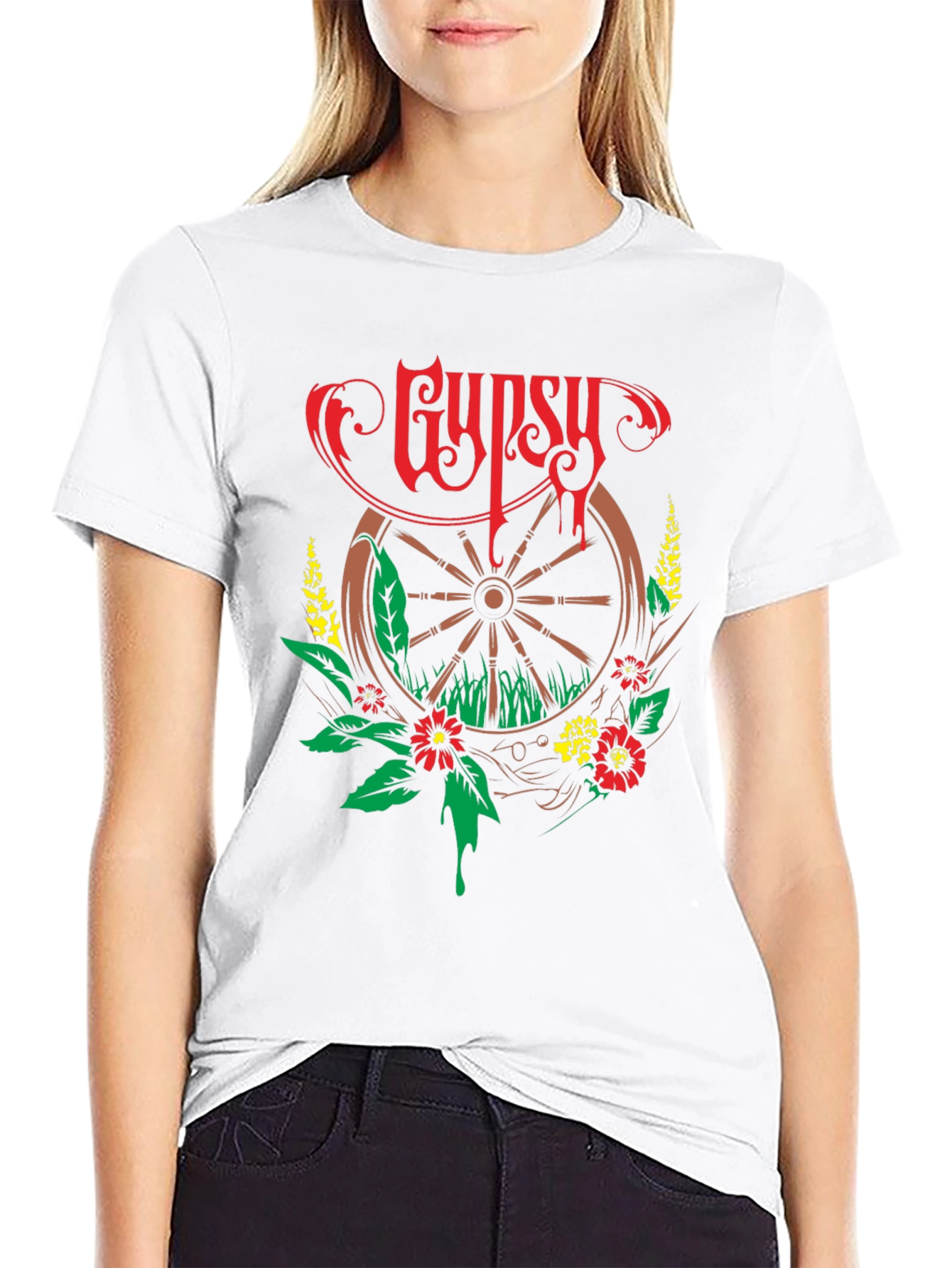 Gypsy Wheel Floral Graphic T-Shirt