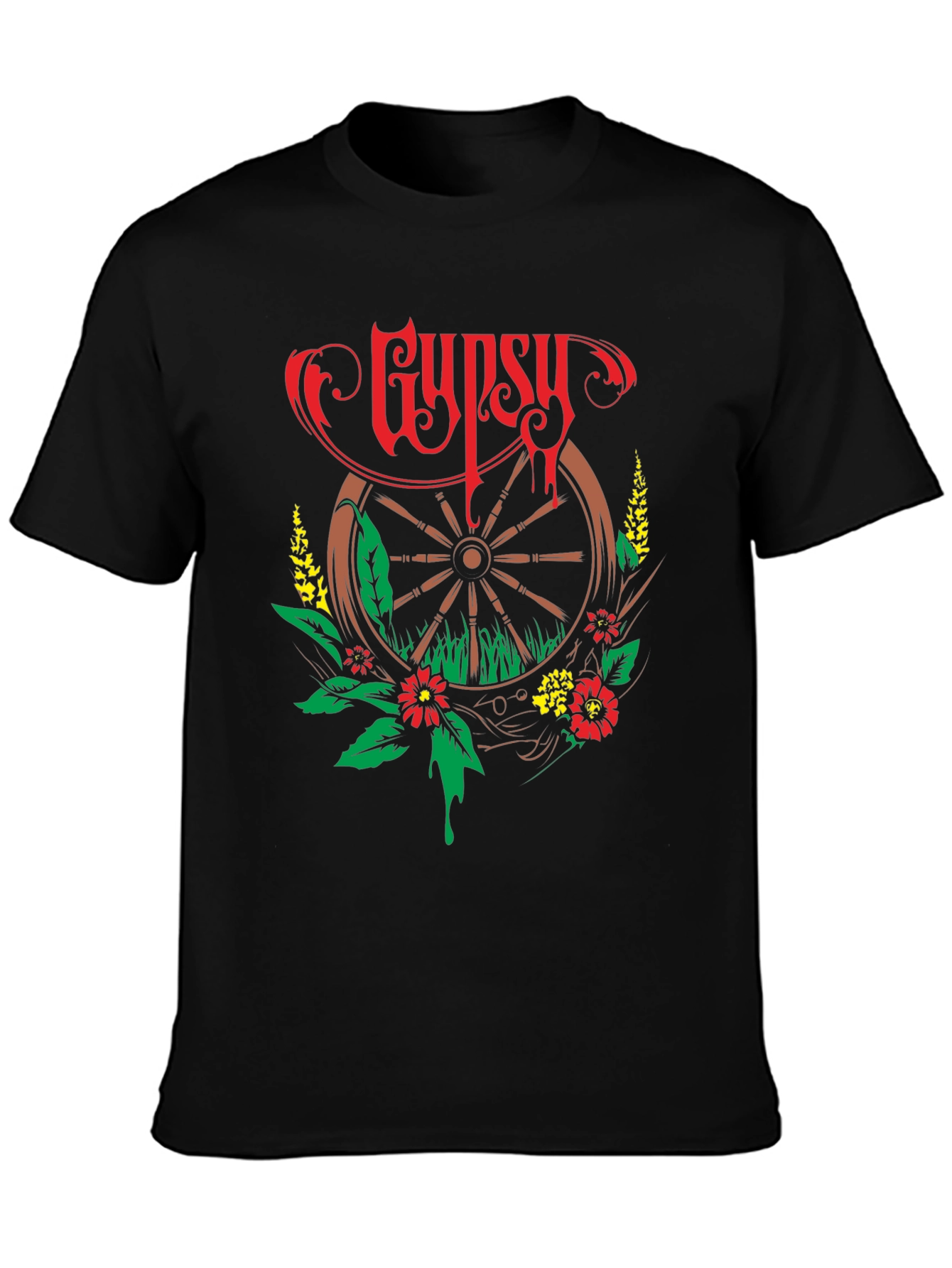 Gypsy Wheel Floral Graphic T-Shirt