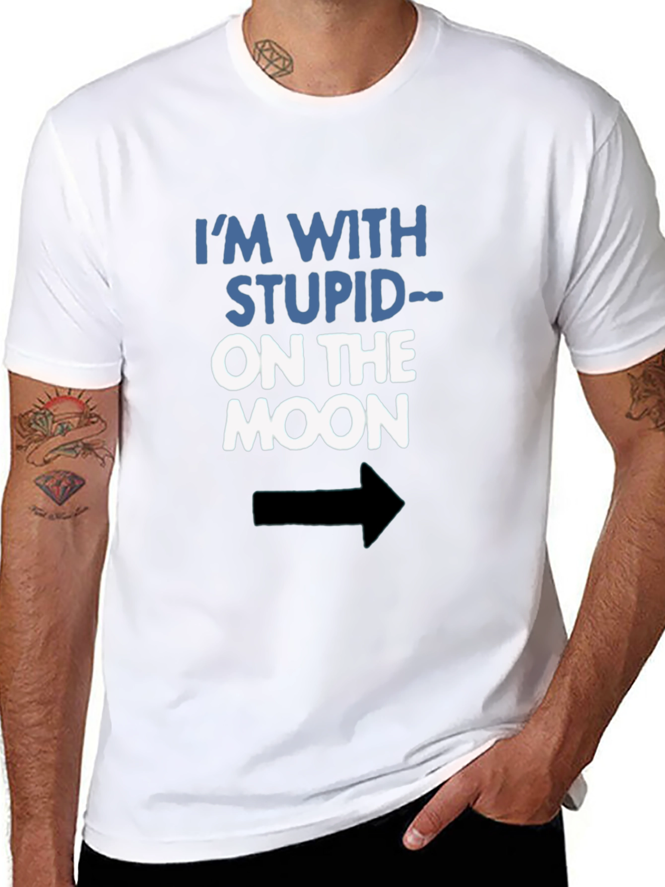 Im With Stupid On The Moon Funny Graphic Tee