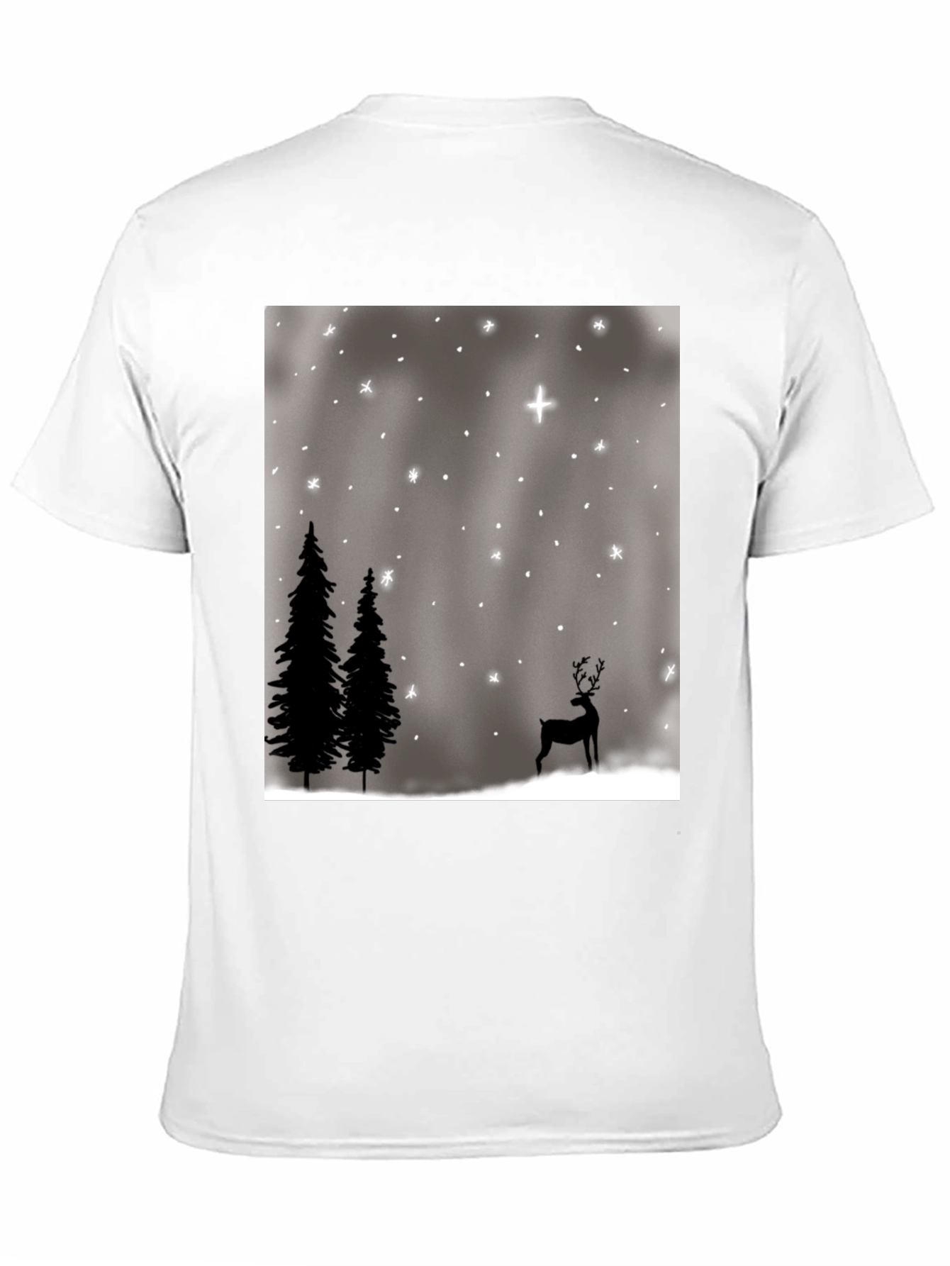 Winter Scene Graphic Tee - Holiday Deer and Stars