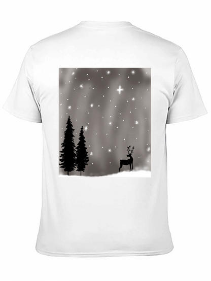 Winter Scene Graphic Tee - Holiday Deer and Stars