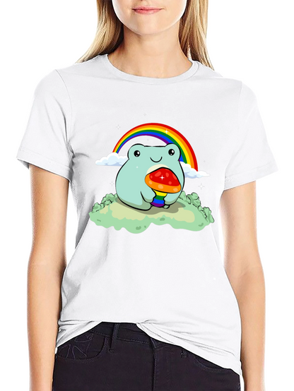Frog Rainbow Mushroom Graphic Tee