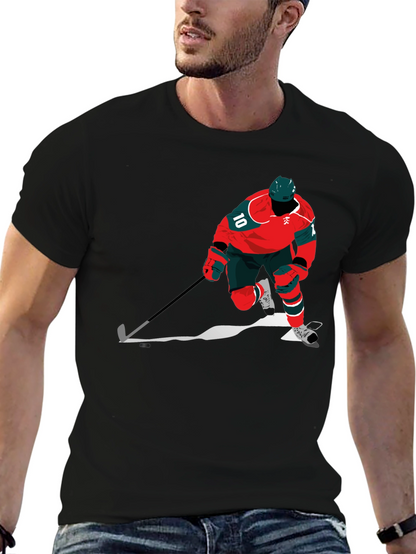 Hockey Player Graphic Tee - Black Cotton Blend