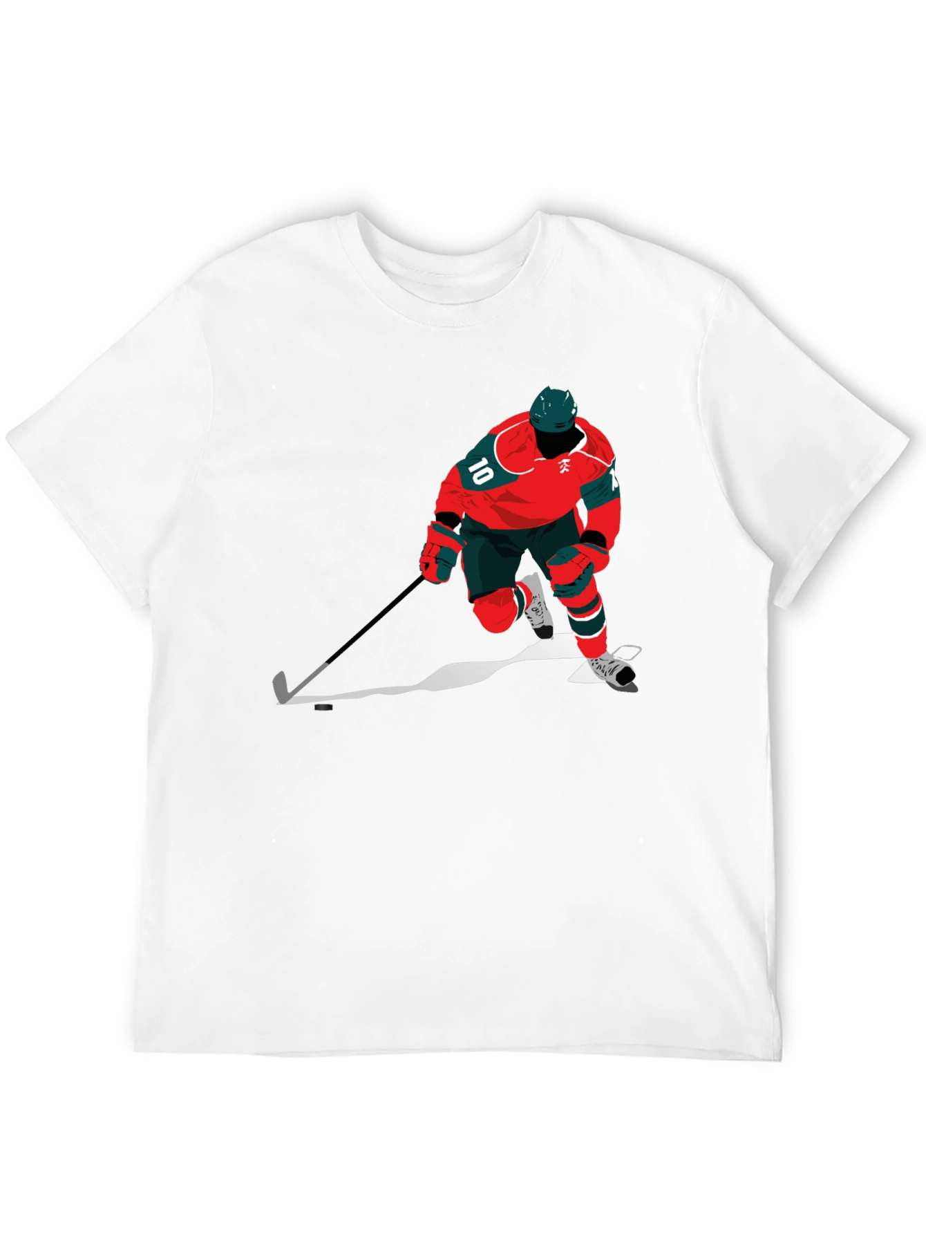 Hockey Player Graphic Tee - Black Cotton Blend