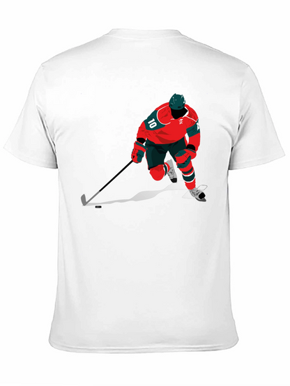 Hockey Player Graphic Tee - Black Cotton Blend
