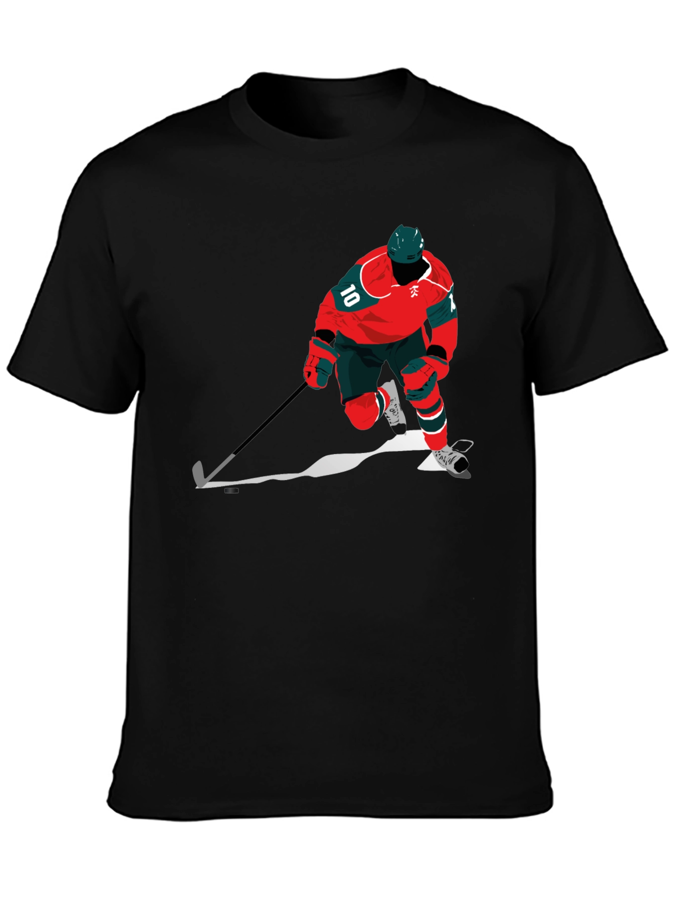 Hockey Player Graphic Tee - Black Cotton Blend