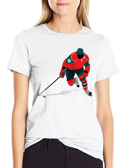 Hockey Player Graphic Tee - Black Cotton Blend