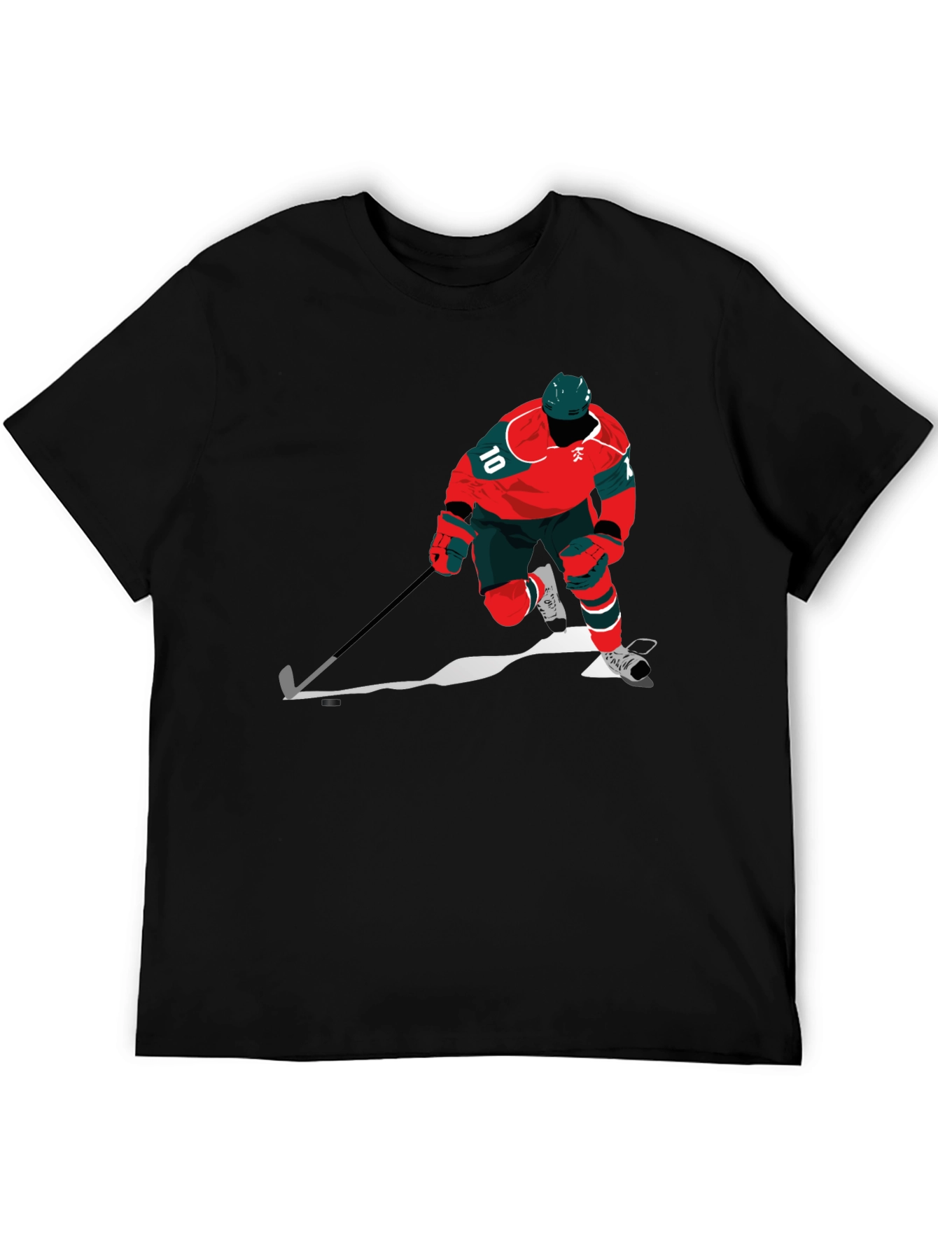 Hockey Player Graphic Tee - Black Cotton Blend