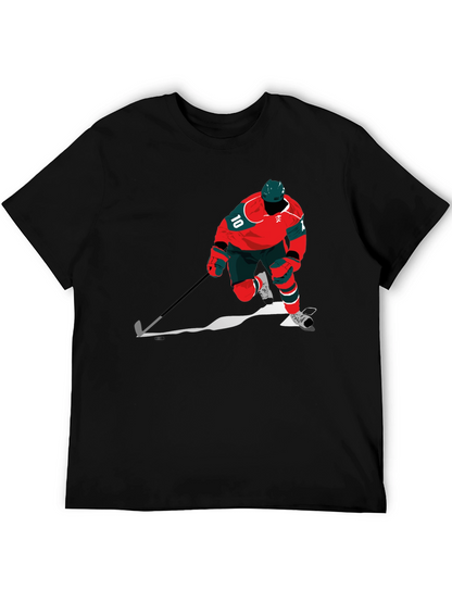 Hockey Player Graphic Tee - Black Cotton Blend