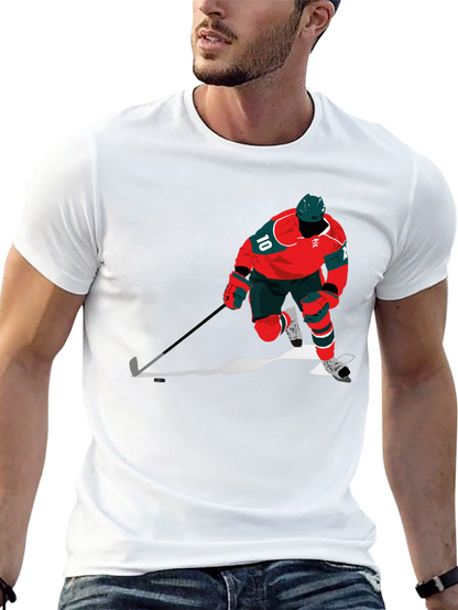 Hockey Player Graphic Tee - Black Cotton Blend