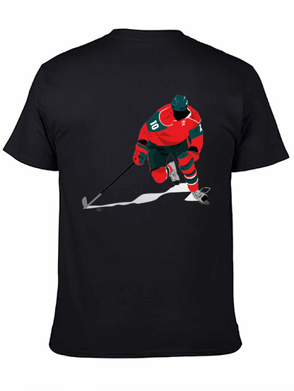 Hockey Player Graphic Tee - Black Cotton Blend