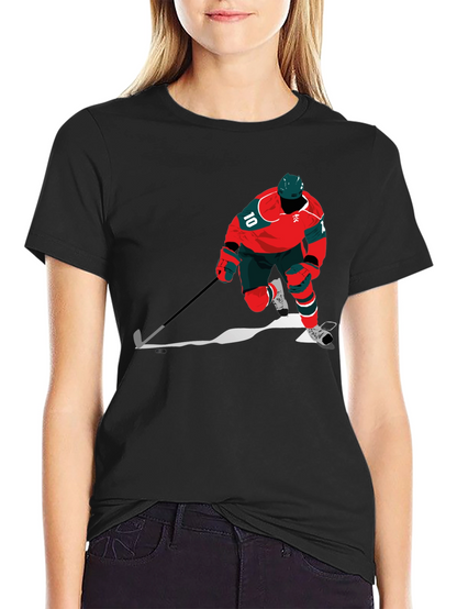 Hockey Player Graphic Tee - Black Cotton Blend