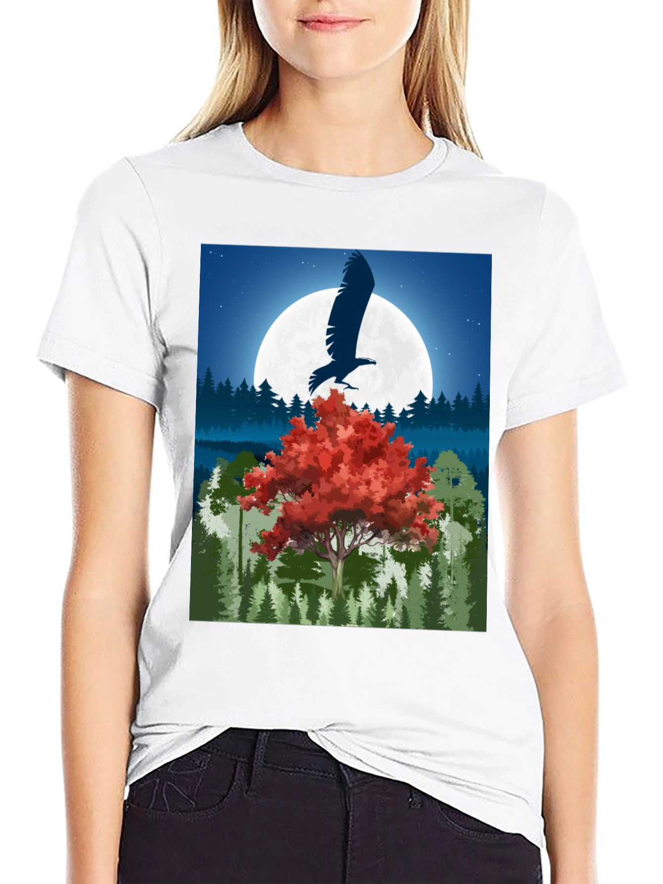 Eagle Moon Graphic Tee - Nature Inspired Design
