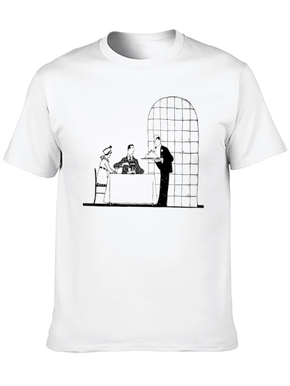 Retro Dining Scene Graphic Tee - Black