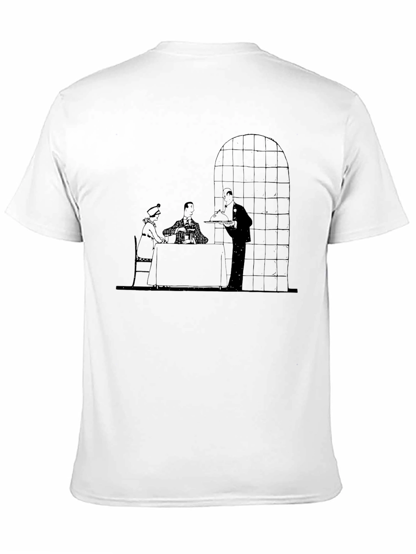 Retro Dining Scene Graphic Tee - Black