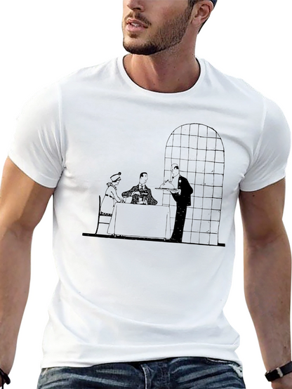 Retro Dining Scene Graphic Tee - Black