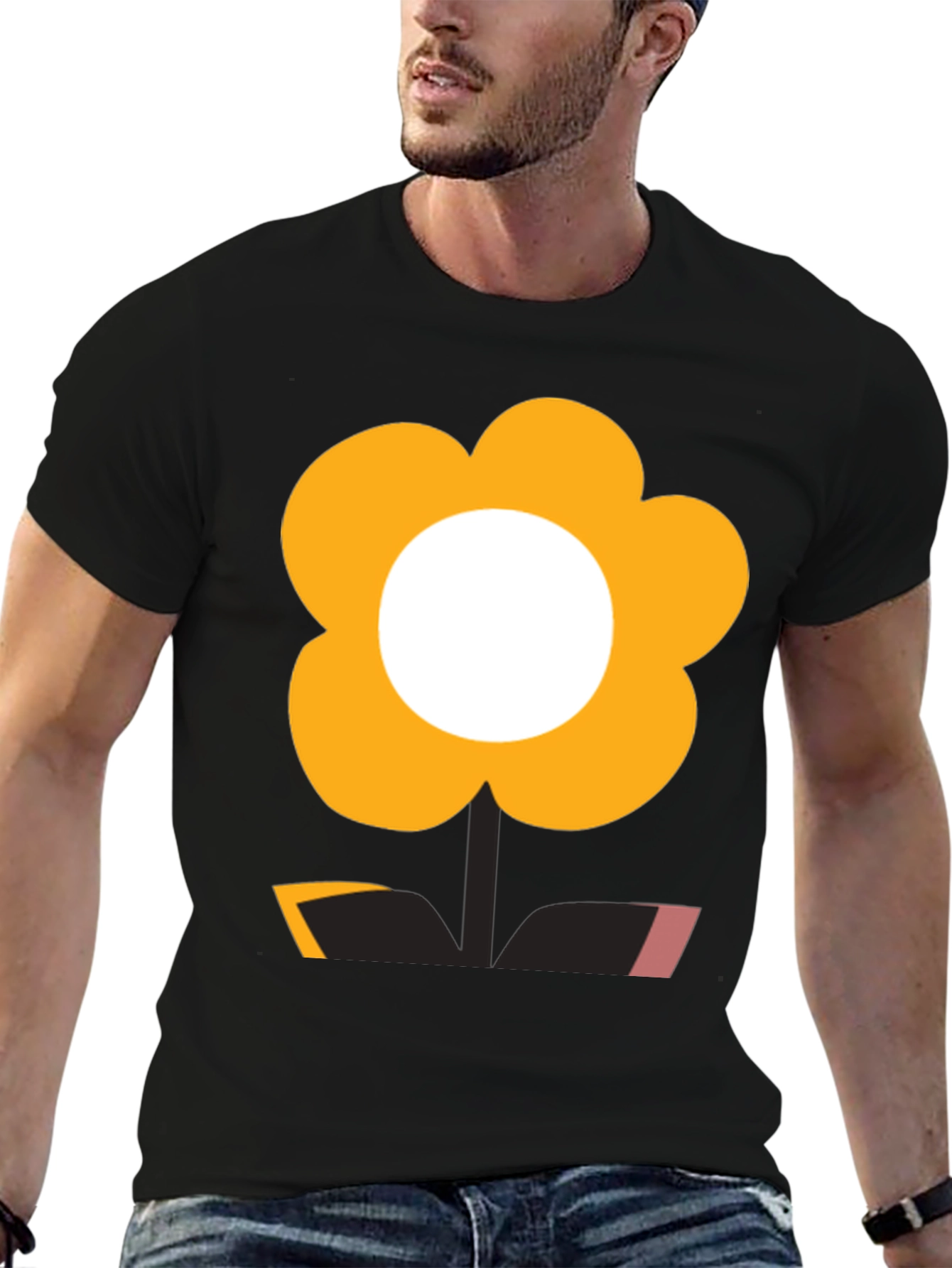 Funky Flower Power Tee - Black Graphic T-Shirt