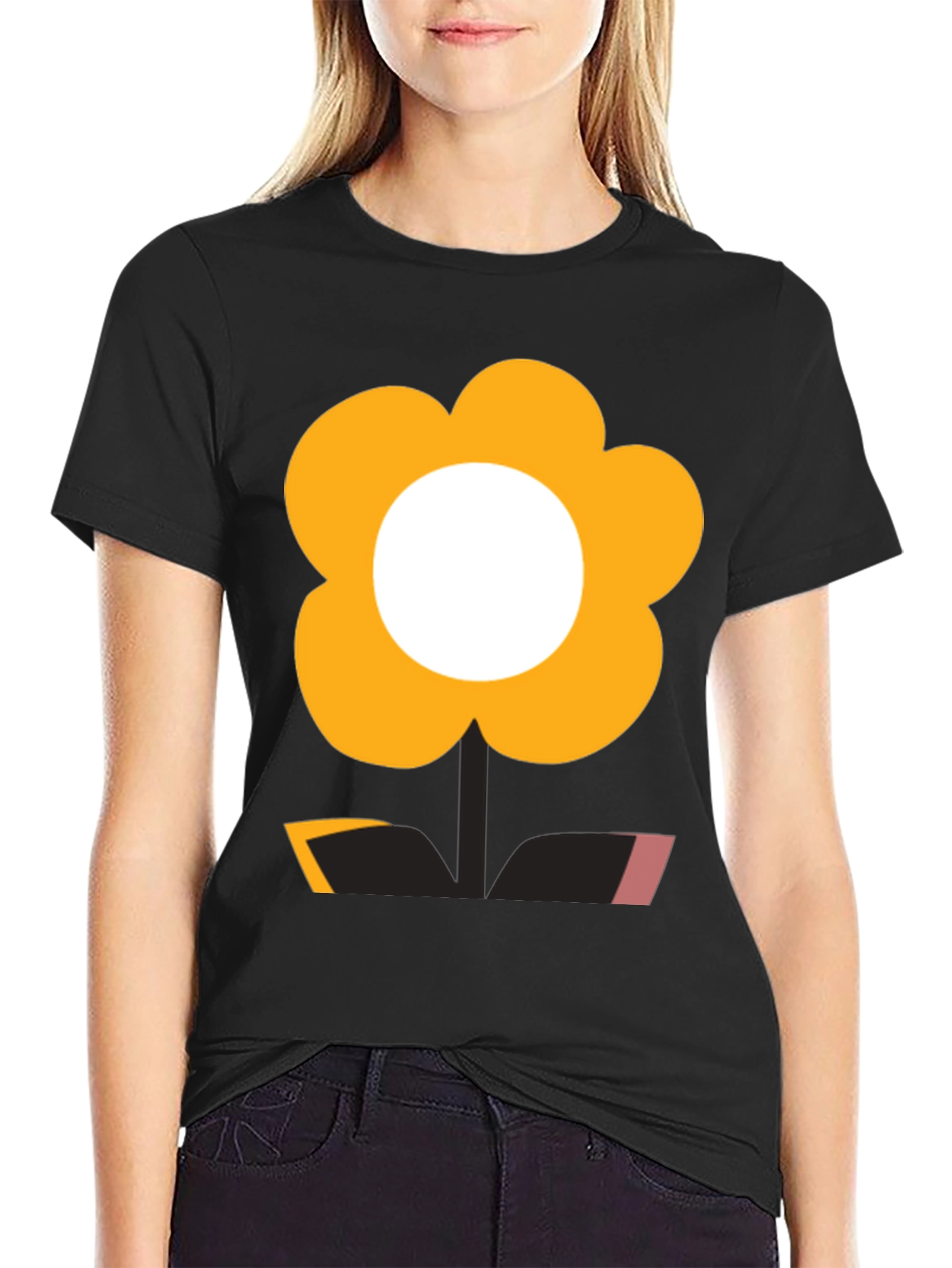 Funky Flower Power Tee - Black Graphic T-Shirt