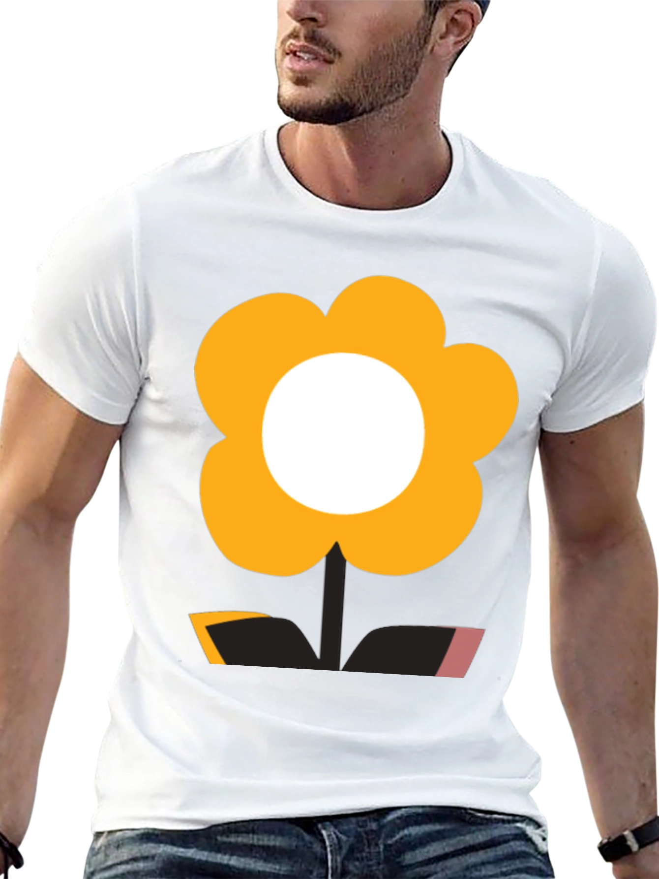 Funky Flower Power Tee - Black Graphic T-Shirt