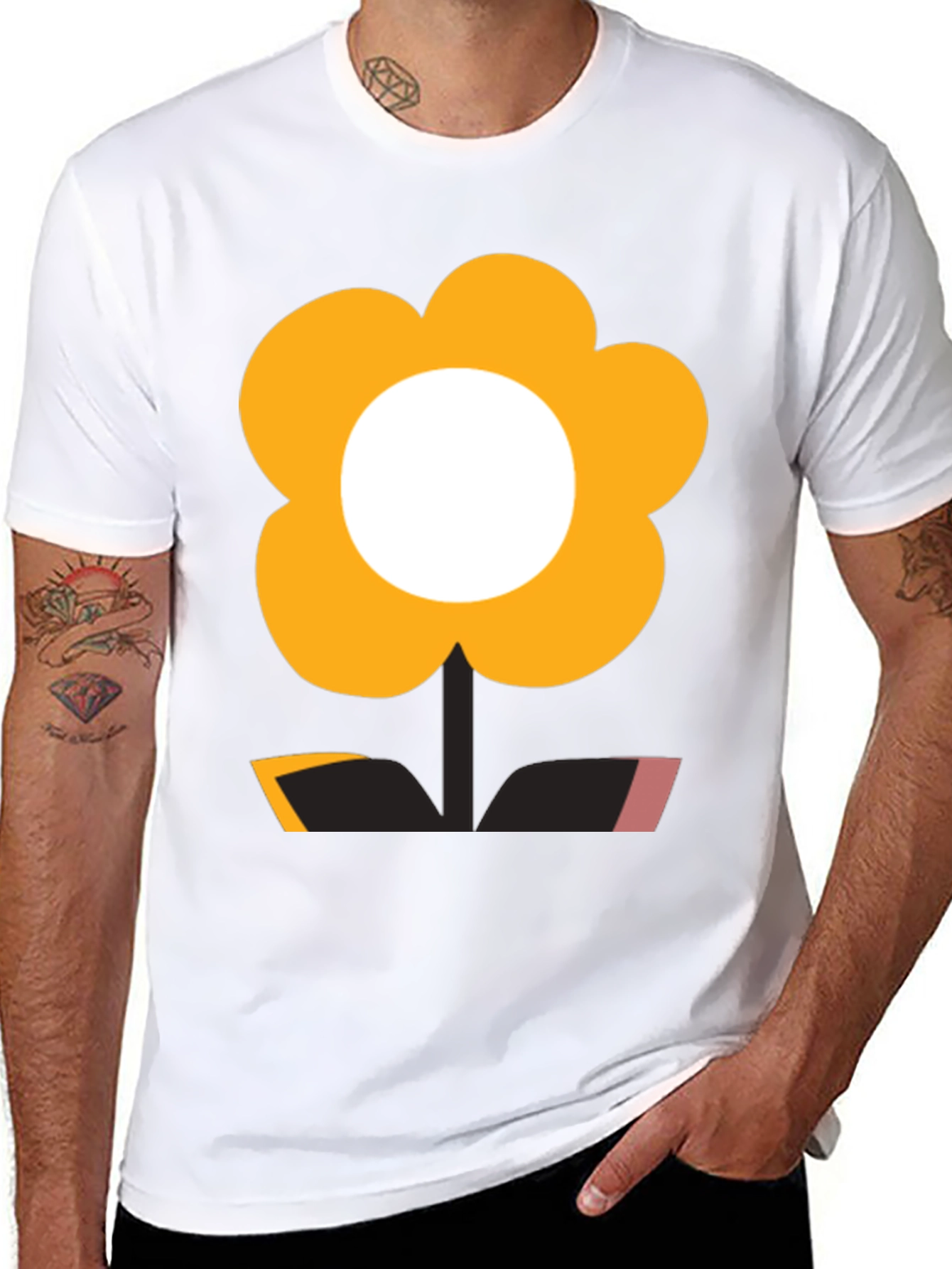 Funky Flower Power Tee - Black Graphic T-Shirt