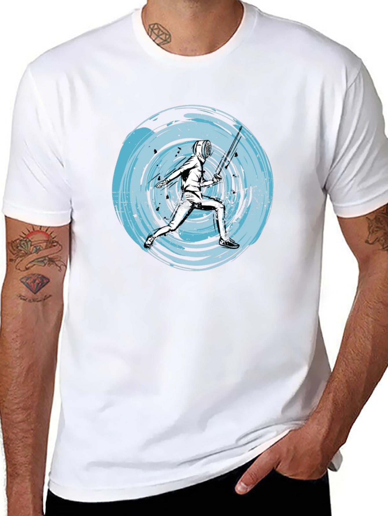 Fencer Graphic Tee - Unique Artistic Design