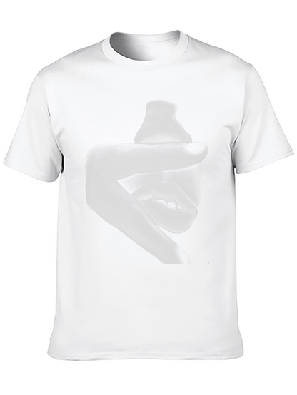 Abstract Hand and Mouth Graphic Print Black T-Shirt