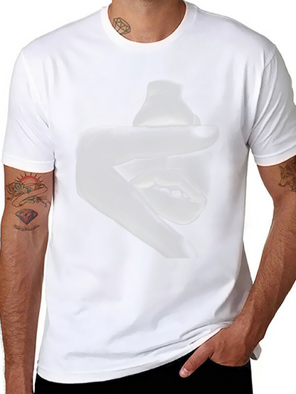 Abstract Hand and Mouth Graphic Print Black T-Shirt
