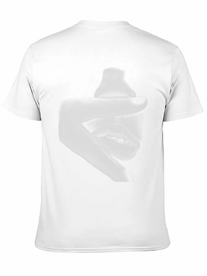 Abstract Hand and Mouth Graphic Print Black T-Shirt