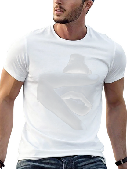 Abstract Hand and Mouth Graphic Print Black T-Shirt