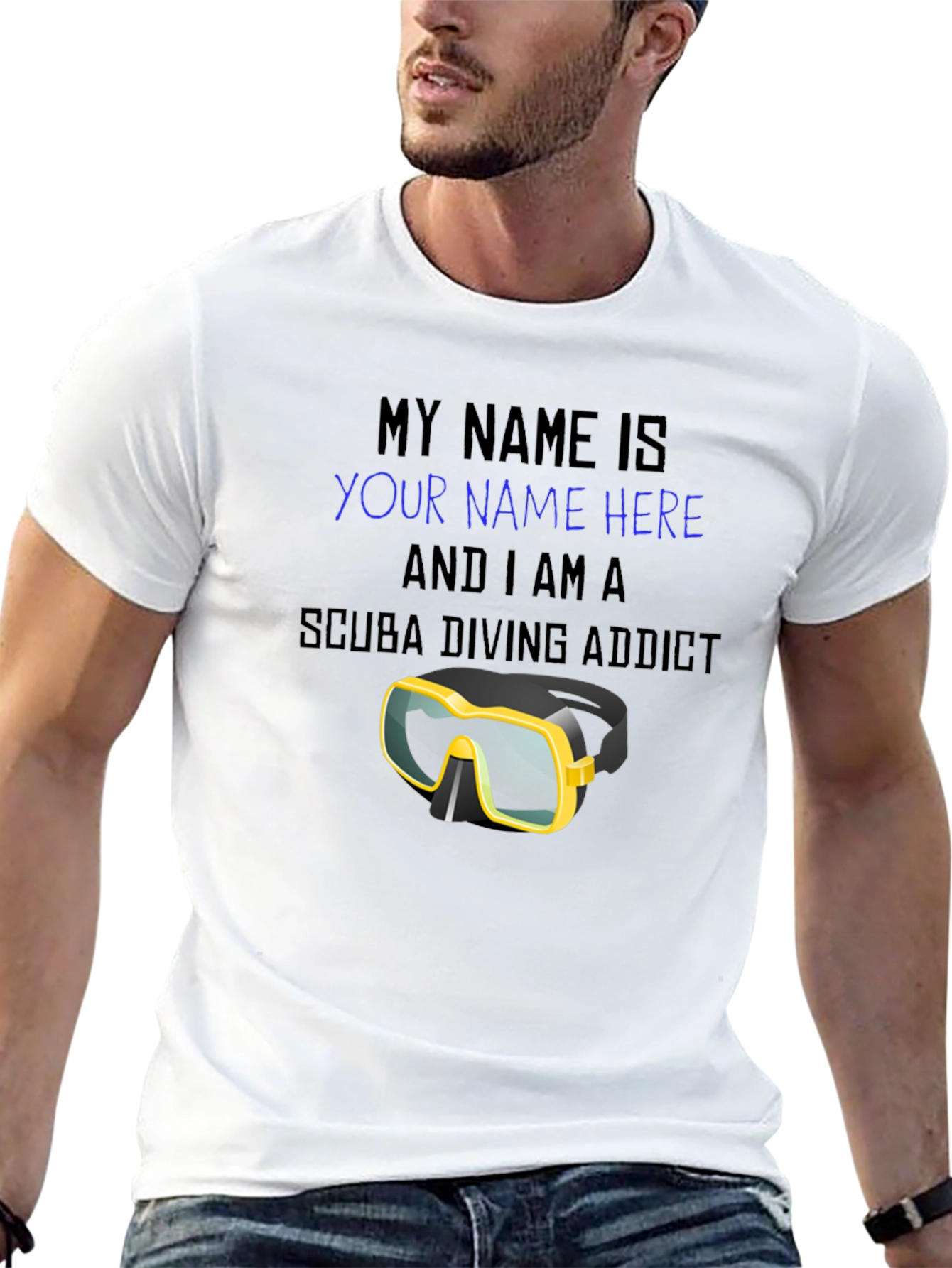 Scuba Diving Addict T-Shirt - Personalized Dive Mask Design
