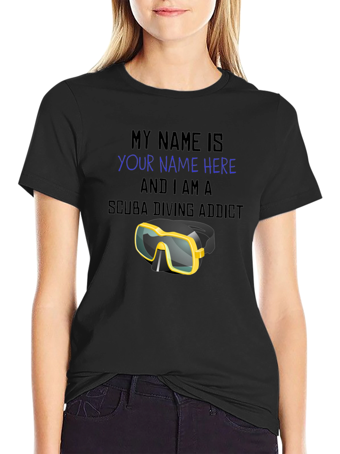 Scuba Diving Addict T-Shirt - Personalized Dive Mask Design
