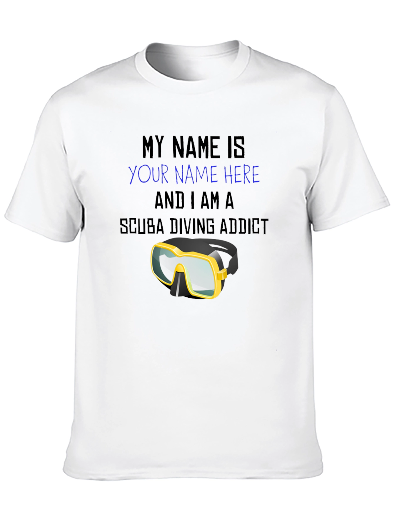 Scuba Diving Addict T-Shirt - Personalized Dive Mask Design