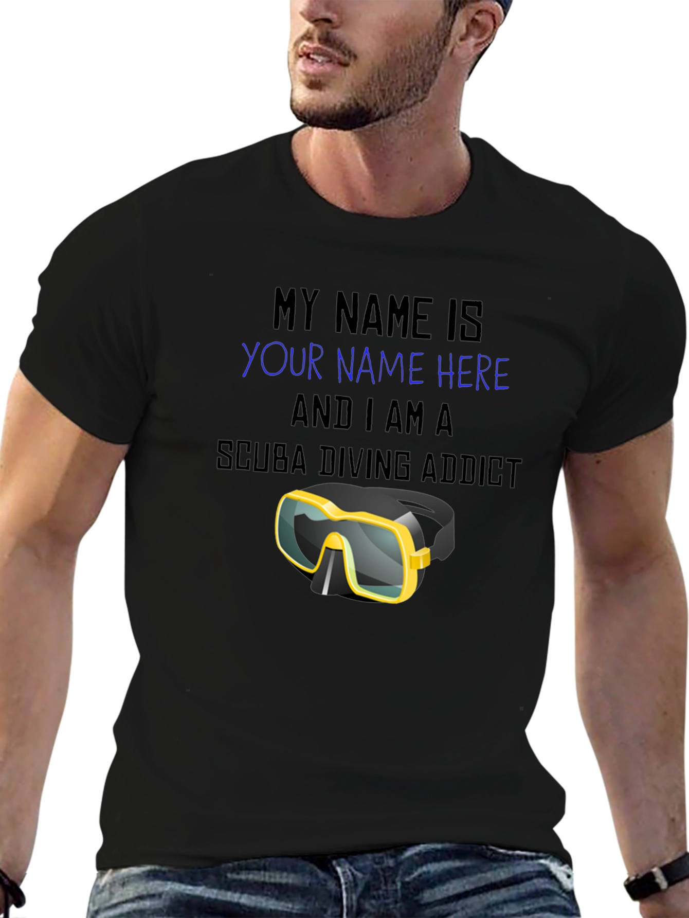 Scuba Diving Addict T-Shirt - Personalized Dive Mask Design