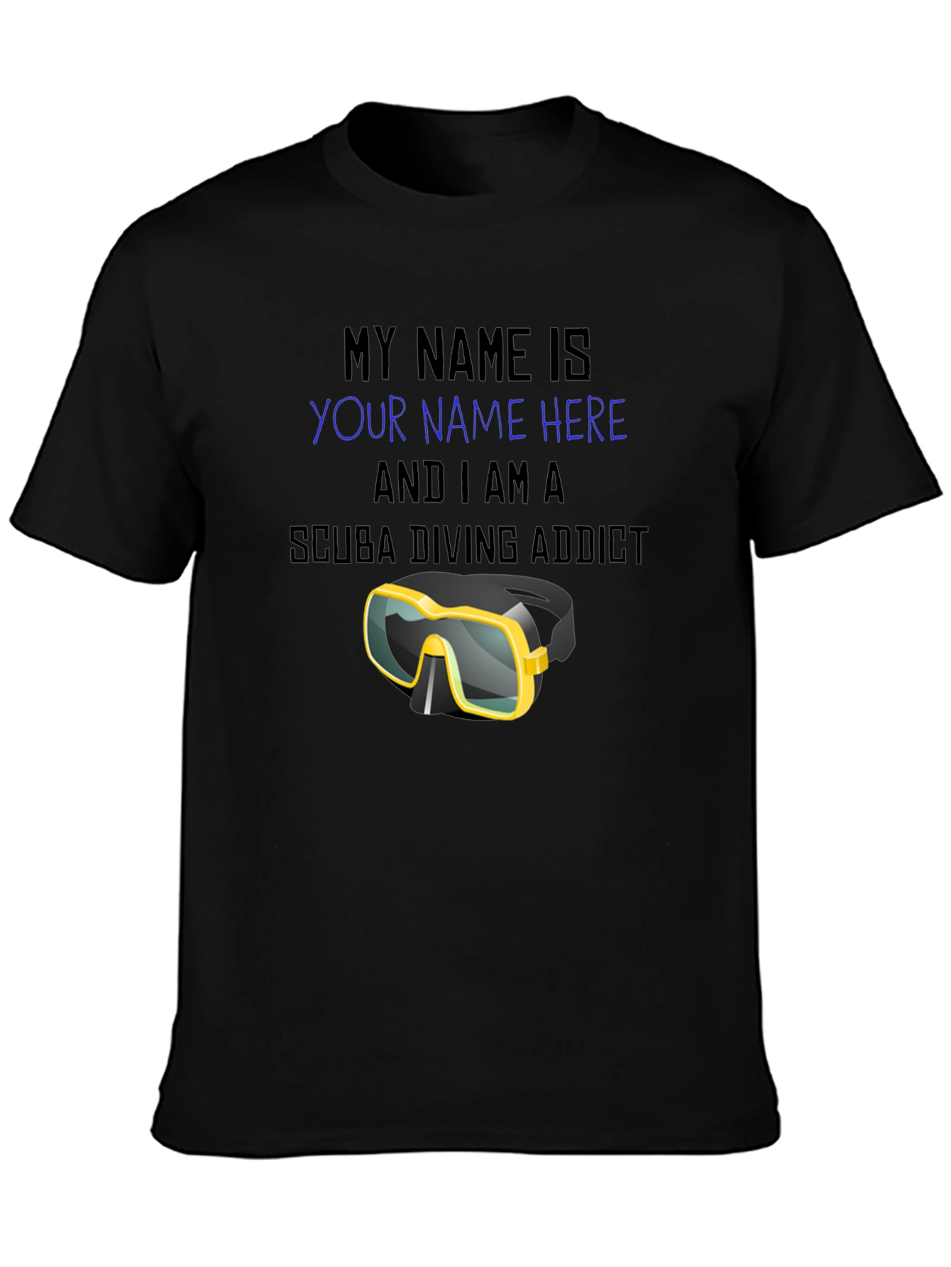 Scuba Diving Addict T-Shirt - Personalized Dive Mask Design
