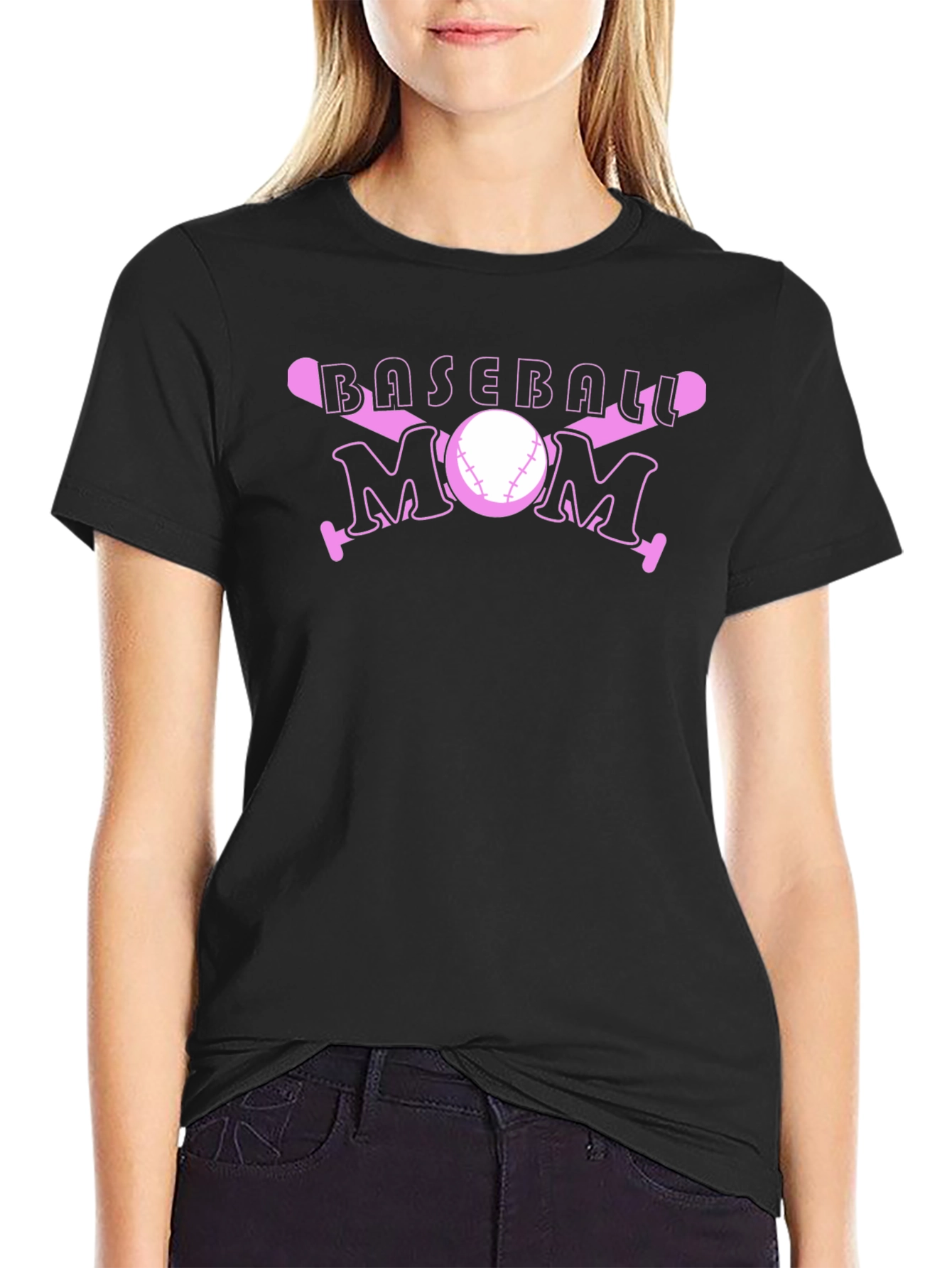 Baseball Mom Pink Graphic T-Shirt